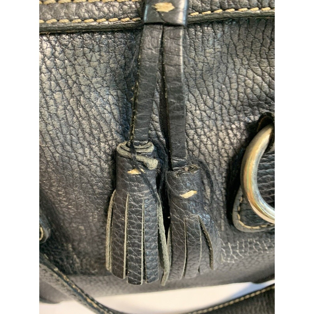 DOONEY & BOURKE Leather Black Bowler Pebble Handbag Purse Vtg - Picture 8 of 16